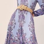 Loft NWOT  Blue Paisley Midi Fluid Woven Fluttery Flounce Skirt Shirtdress Sz S Photo 0