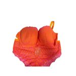 Savage Fenty Lingerie Set Womens Plus 46DDD 4X Orange Pink Lace Crochet New Photo 2