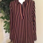 Anthropologie Pleione Black & Burgundy Striped Pullover Casual Career Blouse M Photo 6