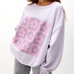 PacSun Pink and Purple Floral Crewneck Sweatshirt Photo 0