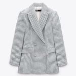 ZARA TWEED TEXTURED DOUBLE BREASTED BLAZER SHOULDER PADS METAL BUTTONS NEW Photo 6