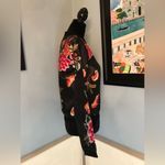 NWT Black Scarf Print Floral Satin Bomber Jacket Sz S Photo 1