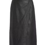 Vince NWT Lamb Leather Wrap Midi Skirt in Black 10 $1250 Photo 0