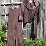 Victor Costa Chocolate Brown Crinkle Texture Wrap Top Evening Jacket w/Skirt 8 Photo 0
