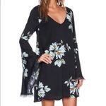 Free People Wanderer Boho Bell Sleeve Mini Dress Size SMALL Charcoal Gray Blue Photo 10