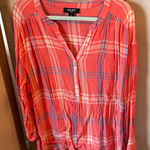 Nine West  Jeans Coral Plaid Blouse large Photo 0