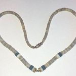 Vintage Puka Shell Gray & Blue Beaded Boho Necklace Photo 0