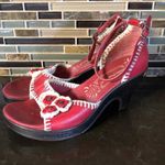 Hush Puppies  Messina red crochet Wedge heels women’s‎ Size 6.5 Photo 1