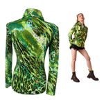 VINTAGE Y2K RARE EQUESTRIAN HOBBY HORSE WESTERN LEOPARD IRRIDESCEN TOP XSMALL #6 Green Size XS Photo 2