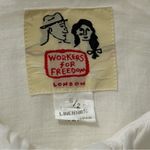 Workers for Freedom Women’s Size S White Linen Button Down Poet Shirt Blouse Photo 8