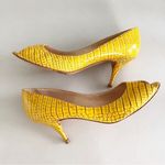 Casadei  Yellow Animal Print Peep Toe Heels Photo 2