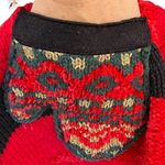 Vintage hand knit Holiday Santa cotton angora ugly sweater Large Green Photo 2