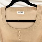 Lounge Knitted Long Sleeve Crop Top & Fold Waist Shorts Set Tan Women's Size XS Photo 4