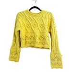 ZARA NWT Pom Pom Knit Yellow Cropped Sweater Sz S Photo 1