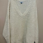 American Eagle Outfitters Cream Knit V Neck Oversized Sweater Large Photo 0