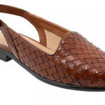 TROTTERS Lea Woven Brown Leather Slingback Flats Huarache Quiet Luxury Size 8.5 Photo 0