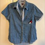Tommy Hilfiger Retro  Snap Button Cotton Denim Shirt Size 6 Photo 6