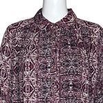 Free People  Shirt Women XS Purple Geometric Print Button Up Blouse Preppy Casual Photo 3