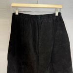 Dennis Basso Suede A-Line Midi Skirt Size Medium Black Goth Bohemian Boho Photo 4