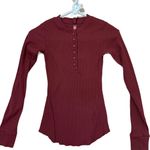 SKIMS Size XXS Cotton Rib Long Sleeve Henley Sangria Ribbed Shirt NWT Photo 2