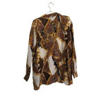 Diane Gilman Brown & Cream 100% Silk Long Sleeves Button Down Shirt Size 2X Photo 1