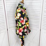 Vintage St. John Sport Tropical Flower Print Denim Jacket Black Yellow Small Photo 2