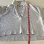 Aerie Waffle Knit Oversized Top Small • Light Gray Collared Split Neck • Cozy Lo Photo 4