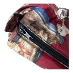 Vintage 60s Talon Zipper Marj Dickson Dog Print Padded Fabric Shoulder Bag Red Photo 7