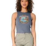 Hollister  Ribbed Tank Top Paradise 1970 Graphic Tee Blue Hawaii Beach Size Small Photo 0