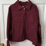 J.Jill Women Tweed Long Sleeve Snap Jacket Shacket Burgundy Size XL Photo 0