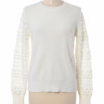 INC  International Concepts Sweater White  Knit Womens Large Textured Sleeve Photo 0