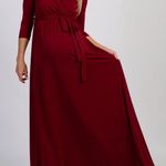 Pinkblush burgundy Draped 3/4 Sleeve Maternity Maxi Dress Photo 0