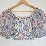 Saylor Floral puff sleeve cropped top. Size XS Photo 7