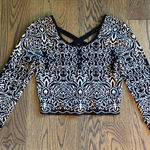 Xhilaration  Black and White Cropped Sweater Photo 0