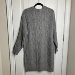 CAARA Gray Cable Knit Sweater Dress Oversized Chunky Long Winter Cozy XS Photo 3