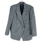 Elie Tahari  Double Breasted Tweed Novelty Blazer Jacket Black White Size L Photo 3