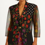 VTG 80s Judy Knappe California Floral Patchwork Sheer Blazer Jacket Womens Large Black Photo 0