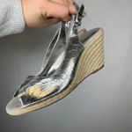 BCBG Generation Silver Metallic Espadrille Wedge Slingback Sandals Size 9 Photo 2