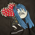 Love moschino Rare Womens Size 4 Black Graphic Embroidered Tee Photo 8