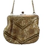 Vintage La Regal Ltd. Gold Beaded Purse Clutch Gold tone Chain Strap Cocktail Photo 1