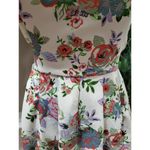 Forever 21  Women White Floral Polyester ShortSleeve RoundNeck Knee Length Dress L Photo 2