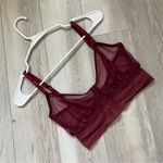 Else Sheer Bra longline lingerie womens Burgundy (size 32E) feminine intimates Red Photo 0