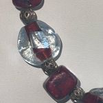 Vintage Clear & Red Murano Glass ''Scarlet Shimmer'' Necklace Toggle Clasp Photo 7