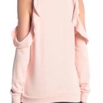 Central Park West New Ruffle Trim Cold Shoulder Sweatshirt Blush Pink Photo 1