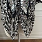 Vintage 70s 80s Silk Silver Sequins Butterfly Crop Top XS S Black Photo 4