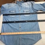 MOSSIMO SUPPLY‎ Co. Women’s Denim Long Sleeve Shirt Distressed Faded Size Medium Blue Photo 2