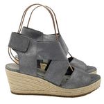 Eileen Fisher  Willow Wedge Cross Strap Espadrille Gray Metallic Leather Size 9 Photo 7