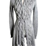 Vintage Y2K Say What Gray Medium Cable Knit Long Sleeve Cardigan Sweater Wool Photo 0