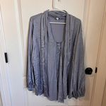 Bar III  Women's Balloon Long Sleeve Blouse Satin Pullover Light Gray Size 3X Photo 1