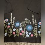 New Denim & Co. Black Floral Embroidered Floral 3/4 sleeve Top M Size M Photo 3